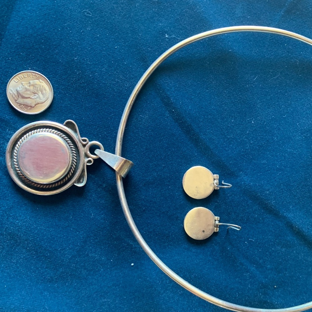 Engravable disk .925 pendant earring necklace